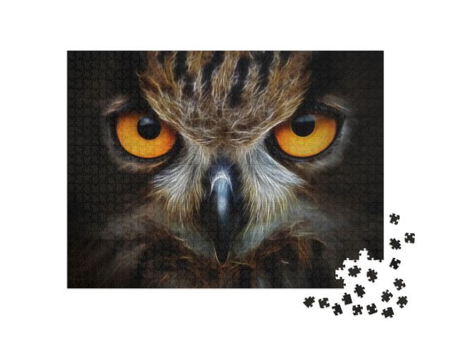 Fractals Background Owl Portrait Animal... Jigsaw Puzzle with 1000 pieces