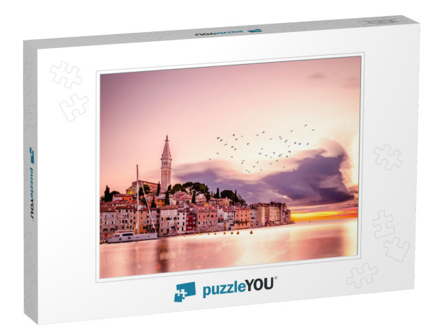 Beautiful Colorful Sunset Rovinj Adriatic Sea Croatia, Mo... Jigsaw Puzzle