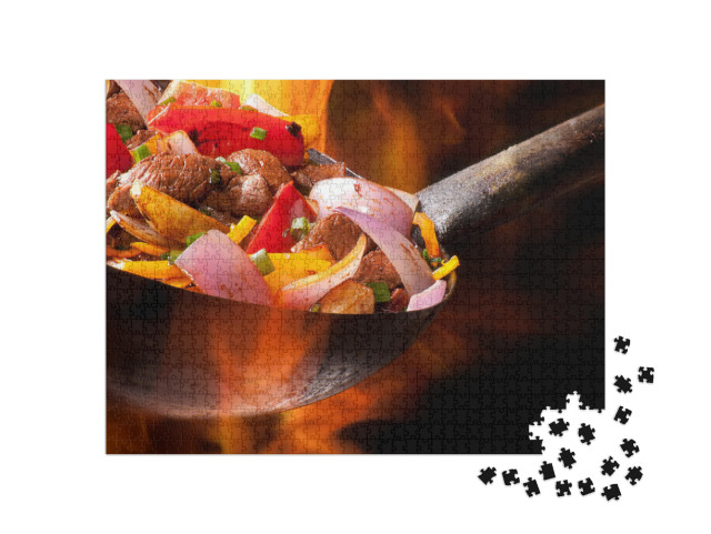 Meat & Vegetables Cooked in Wok... Jigsaw Puzzle with 1000 pieces