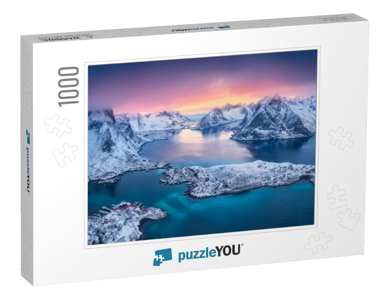 Aerial View of Reine At Sunset in Winter. Top View of Lof... Jigsaw Puzzle with 1000 pieces