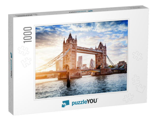 Tower Bridge in London, the Uk. Sunset with Beautiful Clo... Jigsaw Puzzle with 1000 pieces