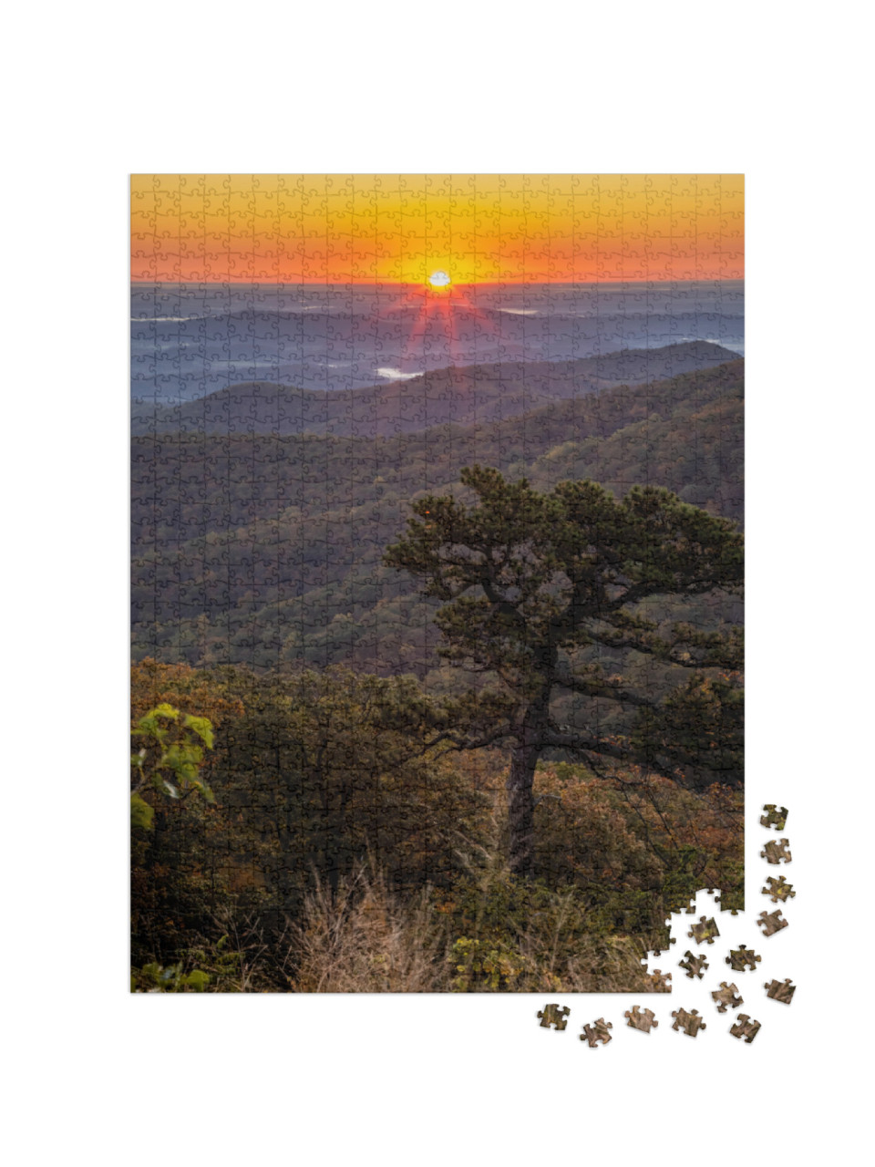 Usa, Virginia, Shenandoah National Park, Sunrise Along Sk... Jigsaw Puzzle with 1000 pieces