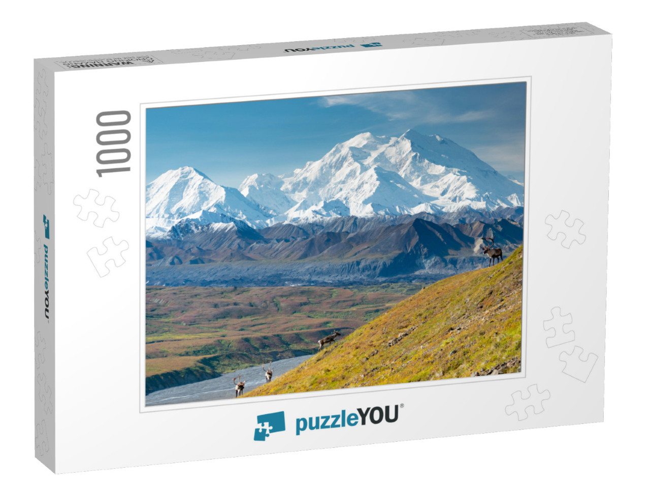 Caribou Deer in Front of Mount Denali, Denali Np, Alaska... Jigsaw Puzzle with 1000 pieces