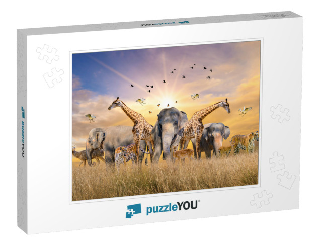 Large Group of African Safari Animals. Wildlife Conservat... Jigsaw Puzzle