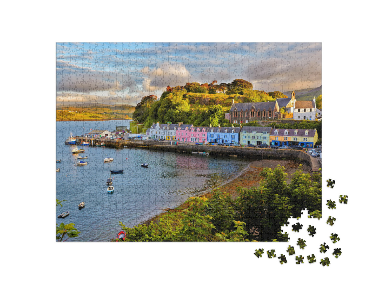 View on Portree Before Sunset, Isle of Skye, Scotland... Jigsaw Puzzle with 1000 pieces