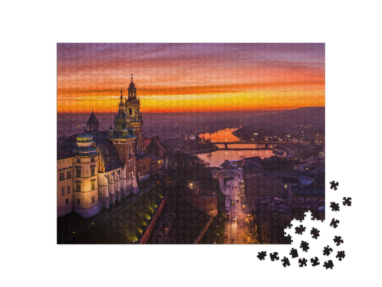 Sunset Over Wawel Castle, Cracow, Poland... Jigsaw Puzzle with 1000 pieces