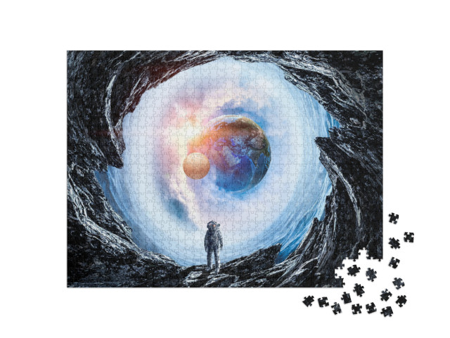 Space Hole & Astronaut. Mixed Media... Jigsaw Puzzle with 1000 pieces