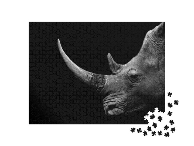 Dangerous Big Horn Rhino Face... Jigsaw Puzzle with 1000 pieces