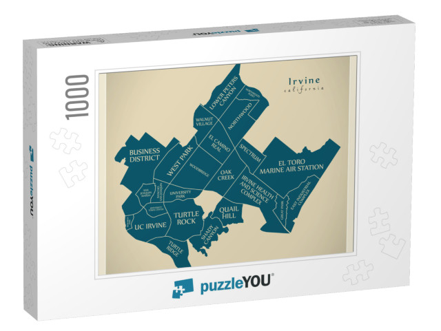 Modern City Map - Irvine California City of the USA with N... Jigsaw Puzzle with 1000 pieces