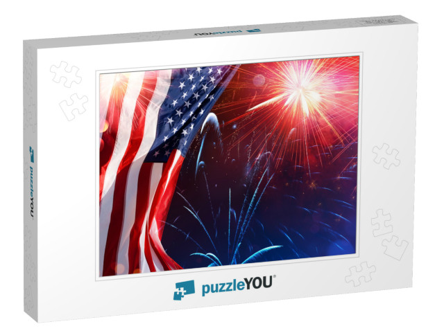 American Celebration - USA Flag with Fireworks... Jigsaw Puzzle