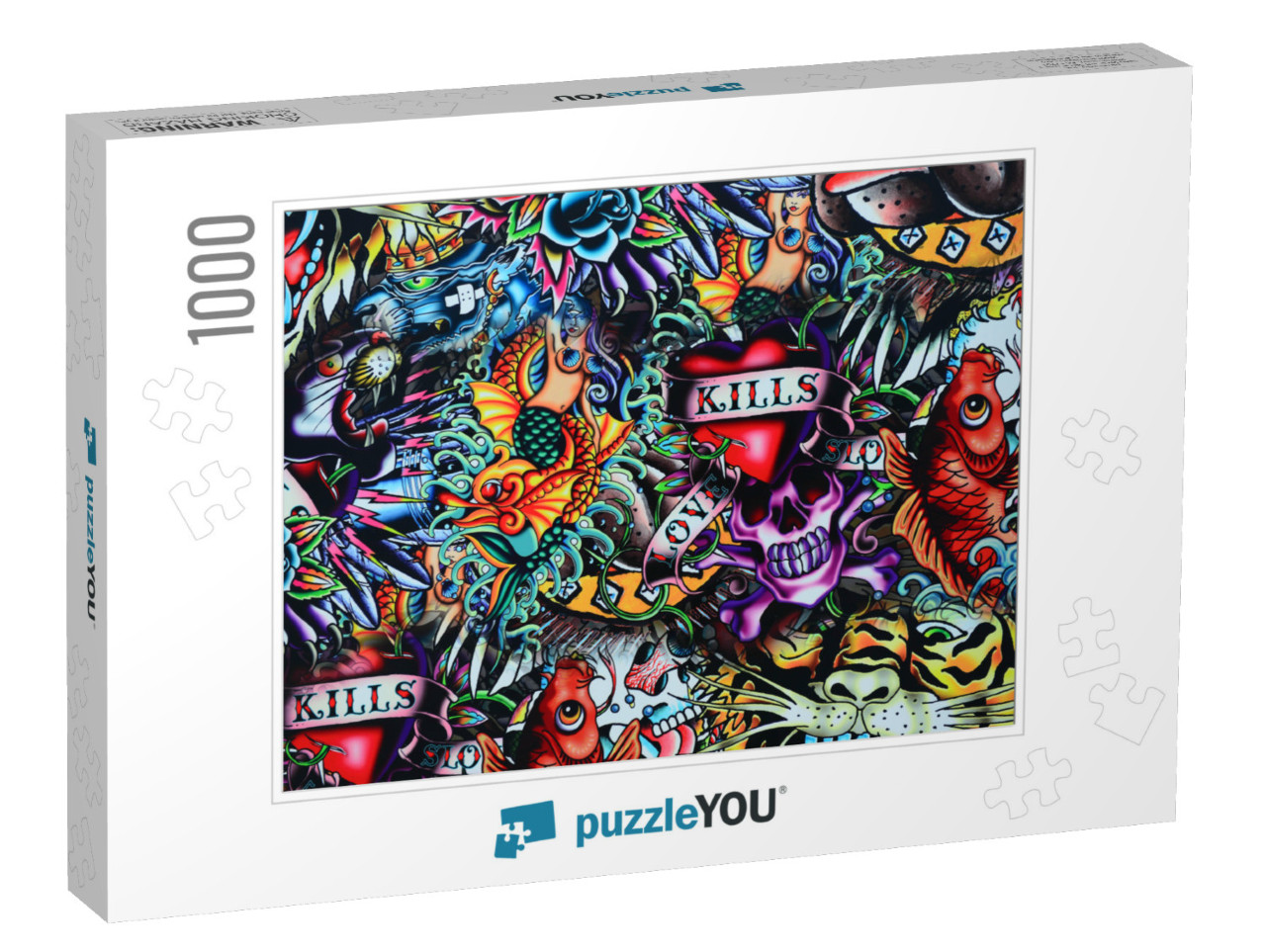 Grunge Wall Tattoo Style Skull Colorful... Jigsaw Puzzle with 1000 pieces