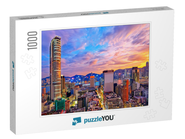 Hong Kong Skyline At Sunset... Jigsaw Puzzle with 1000 pieces