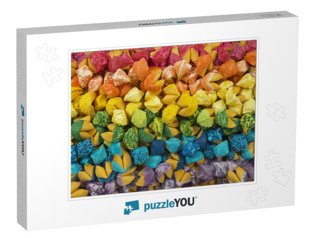 Rainbow Fortune Cookies Photo Collage Jigsaw Puzzle