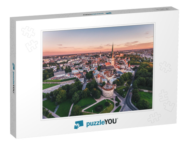 Amazing Aerial Drone Shot of Old Town of Tallinn, Estonia... Jigsaw Puzzle