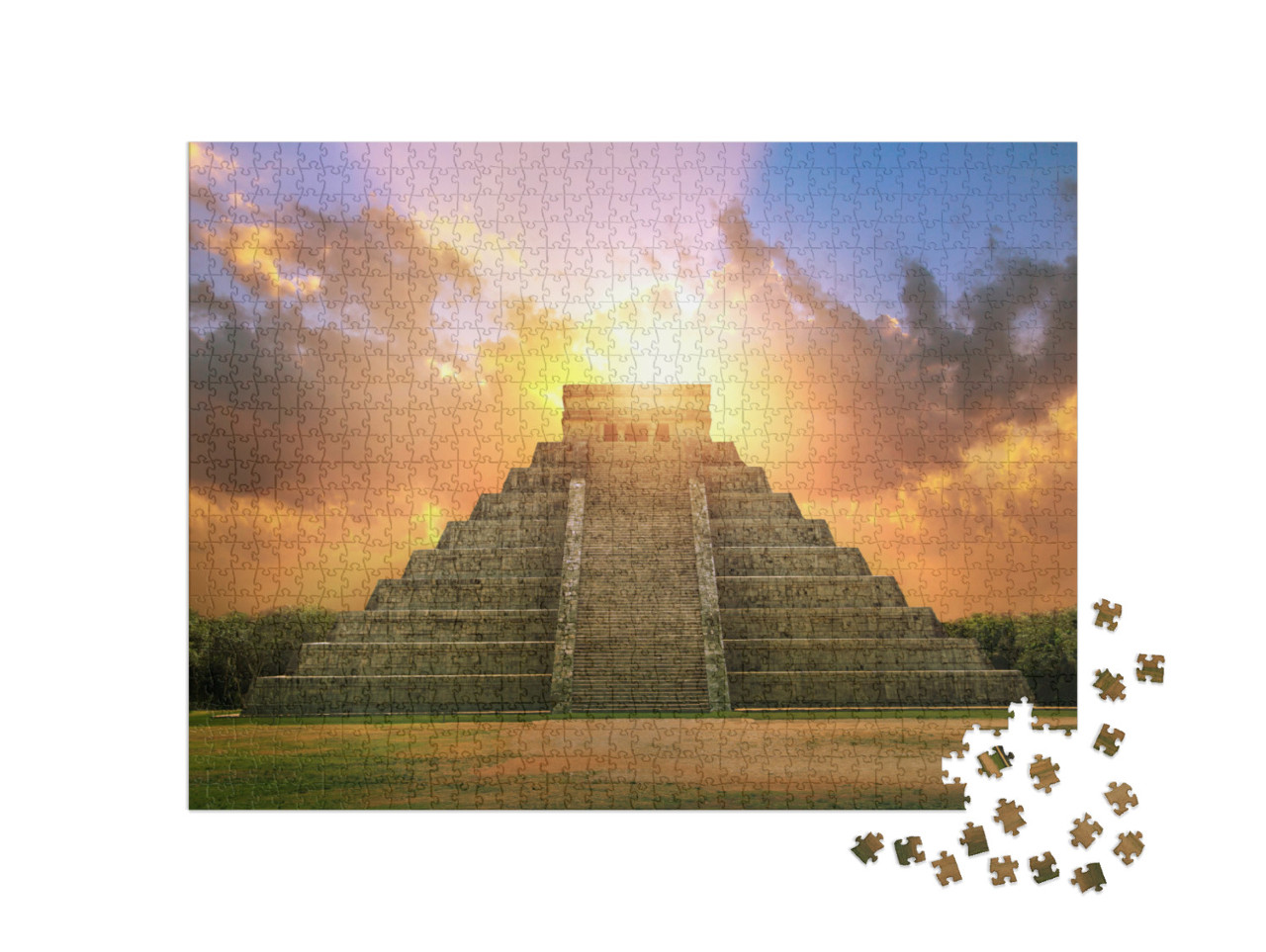 Mexico, Chichen Itza, Yucatan. Mayan Pyramid of Kukulcan... Jigsaw Puzzle with 1000 pieces