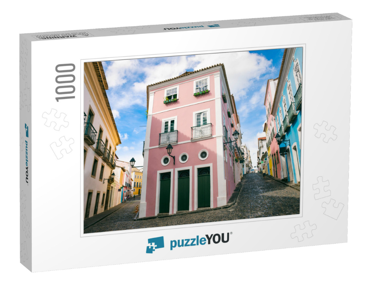 Scenic Daytime View of Narrow Cobblestone Streets Lined w... Jigsaw Puzzle with 1000 pieces