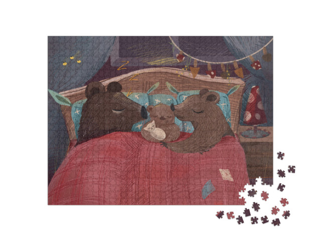 Cartoon Animals for Kids. Family Bears with Sleeping Litt... Jigsaw Puzzle with 1000 pieces