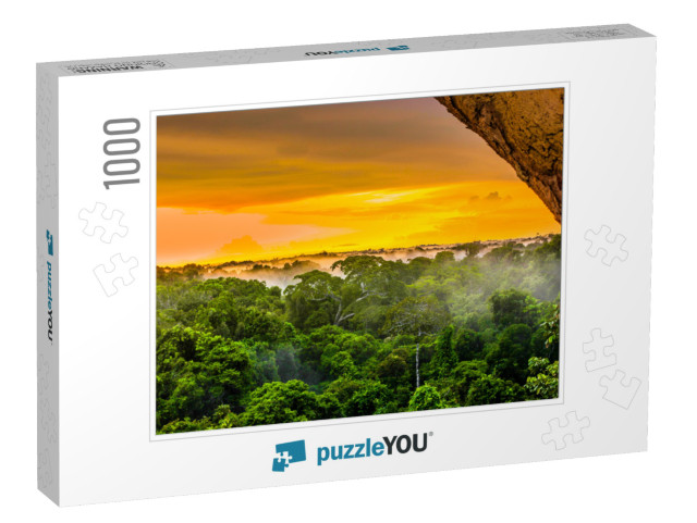 Sunset Over the Trees in the Brazilian Rainforest of Amaz... Jigsaw Puzzle with 1000 pieces