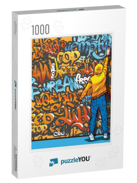 Vector Young Man Painting Graffiti on a Wall... Jigsaw Puzzle with 1000 pieces