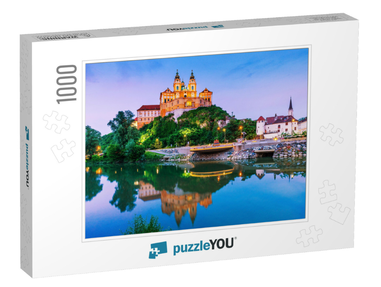 Melk, Austria. Benedictine Abbey in Wachau Valley At Twil... Jigsaw Puzzle with 1000 pieces