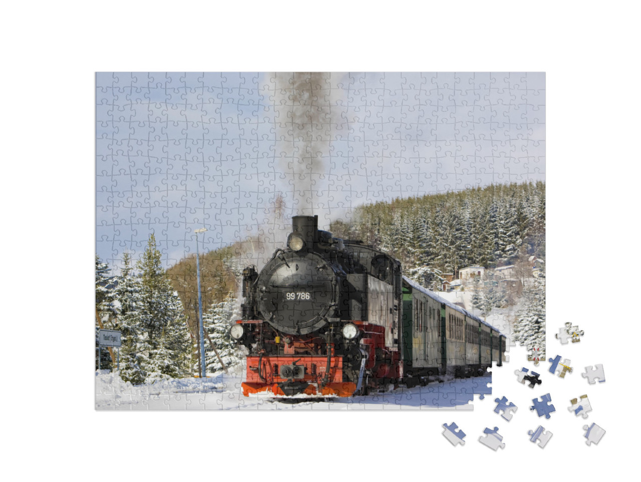 Steam Train, Oberwiesenthal - Cranzhal Fichtelbergbahn, G... Jigsaw Puzzle with 500 pieces