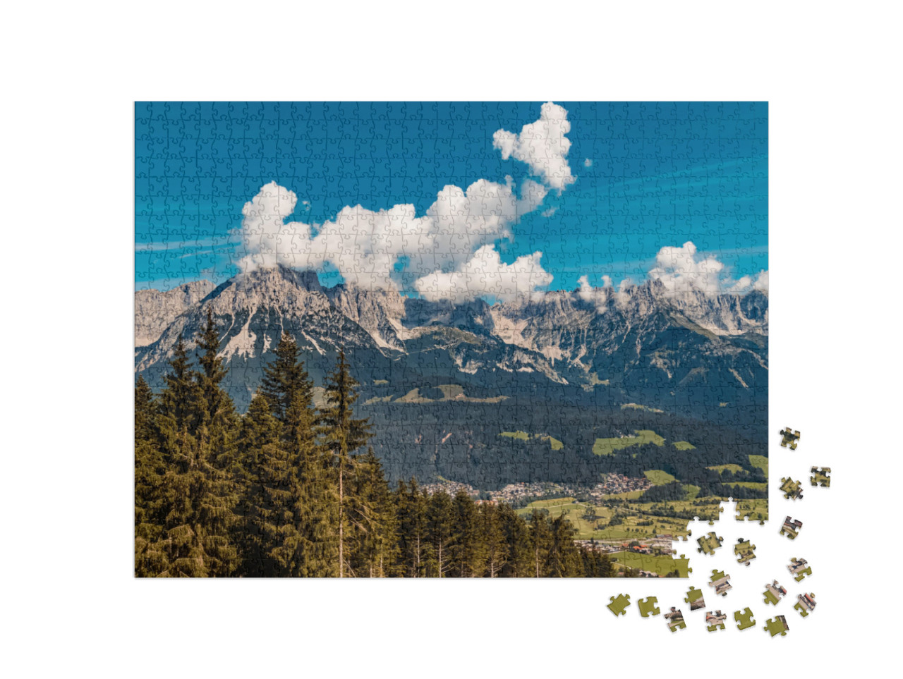 Beautiful Alpine Summer View At the Famous Hartkaiser Sum... Jigsaw Puzzle with 1000 pieces