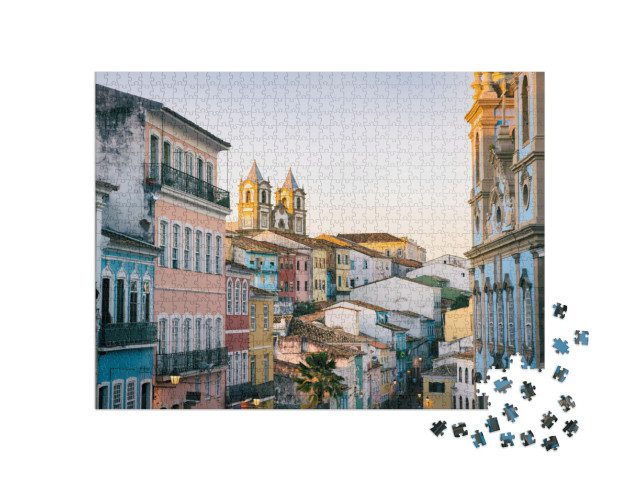 Scenic Dusk View of a Historic Plaza Surrounded by Coloni... Jigsaw Puzzle with 1000 pieces