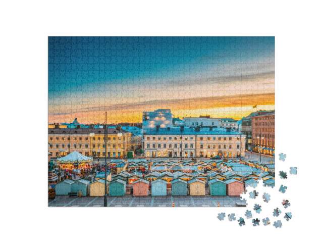 Helsinki, Finland. View of Christmas Xmas Market on Senat... Jigsaw Puzzle with 1000 pieces