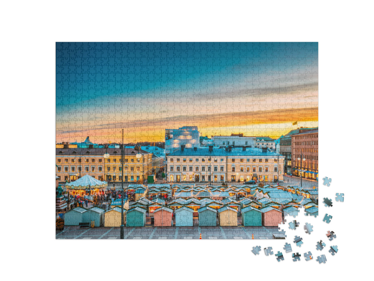 Helsinki, Finland. View of Christmas Xmas Market on Senat... Jigsaw Puzzle with 1000 pieces