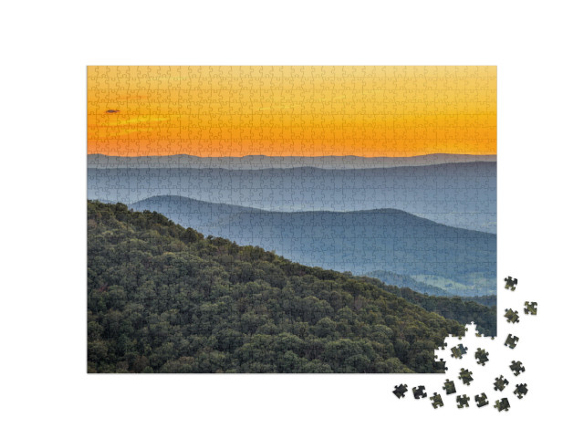 Usa, Virginia, Shenandoah National Park, Sunset At Frankl... Jigsaw Puzzle with 1000 pieces