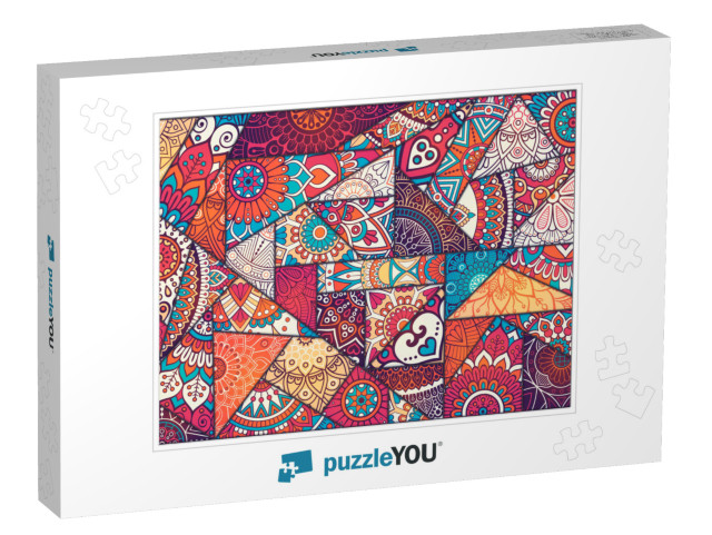 Patchwork Pattern. Vintage Decorative Elements. Hand Draw... Jigsaw Puzzle