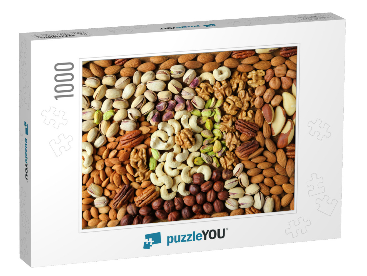 Natural Background Made from Different Kinds of Nuts... Jigsaw Puzzle with 1000 pieces