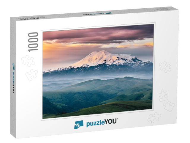 Beautiful View of Mount Elbrus in the Morning At Sunrise... Jigsaw Puzzle with 1000 pieces