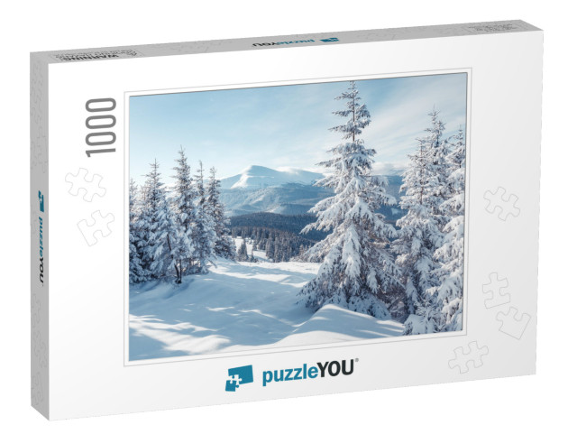 Splendid Alpine Scenery in Winter. Fantastic Frosty Morni... Jigsaw Puzzle with 1000 pieces