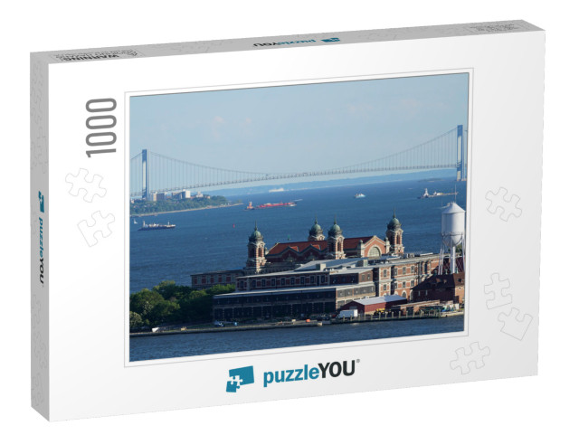 Ellis Island & Verrazzano-Narrows Bridge. New York... Jigsaw Puzzle with 1000 pieces