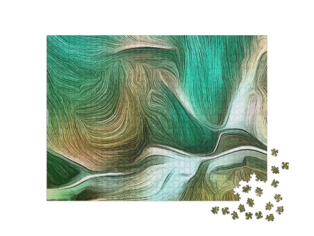 Abstract Painting in Vivid Tints of Green... Jigsaw Puzzle with 1000 pieces