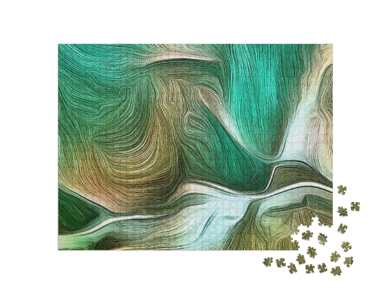 Abstract Painting in Vivid Tints of Green... Jigsaw Puzzle with 1000 pieces