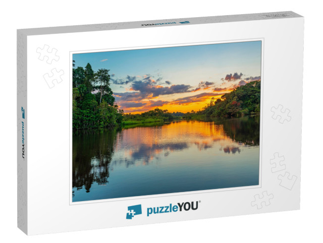 Reflection of a Sunset by a Lagoon Inside the Amazon Rain... Jigsaw Puzzle