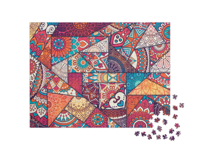 Patchwork Pattern. Vintage Decorative Elements. Hand Draw... Jigsaw Puzzle with 1000 pieces