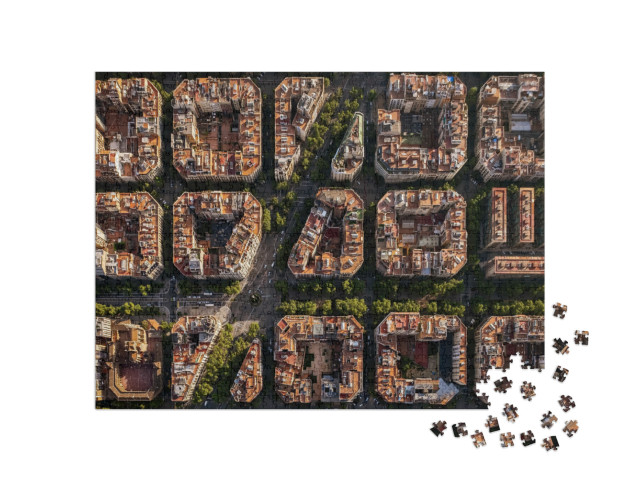 Aerial View of Typical Buildings of Barcelona Cityscape f... Jigsaw Puzzle with 1000 pieces