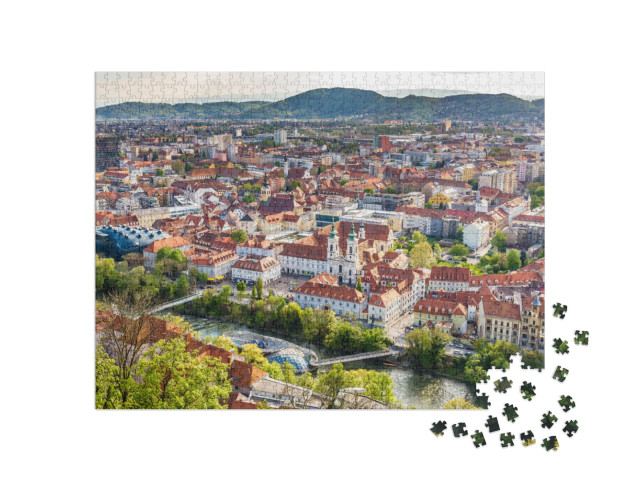 Aerial View of Graz City Center - Graz, Styria, Austria... Jigsaw Puzzle with 1000 pieces