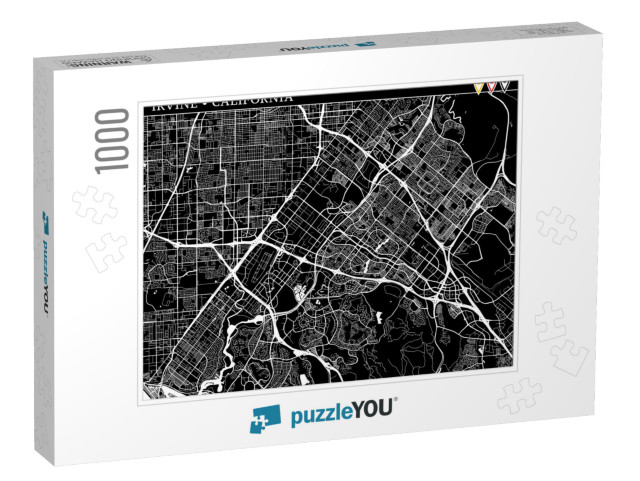 Simple Map of Irvine, California, Usa. Black & White Vers... Jigsaw Puzzle with 1000 pieces