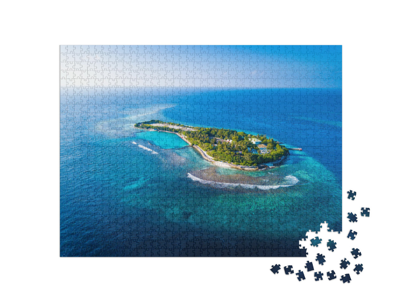 Aerial View of the Tropical Island in the Middle of the I... Jigsaw Puzzle with 1000 pieces