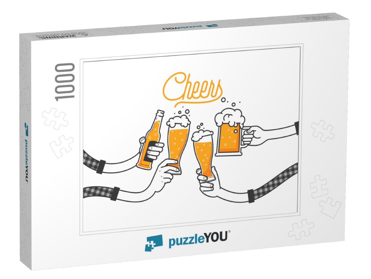 Four Hands Holding Four Beer Bottles. Clinking Glasses in... Jigsaw Puzzle with 1000 pieces