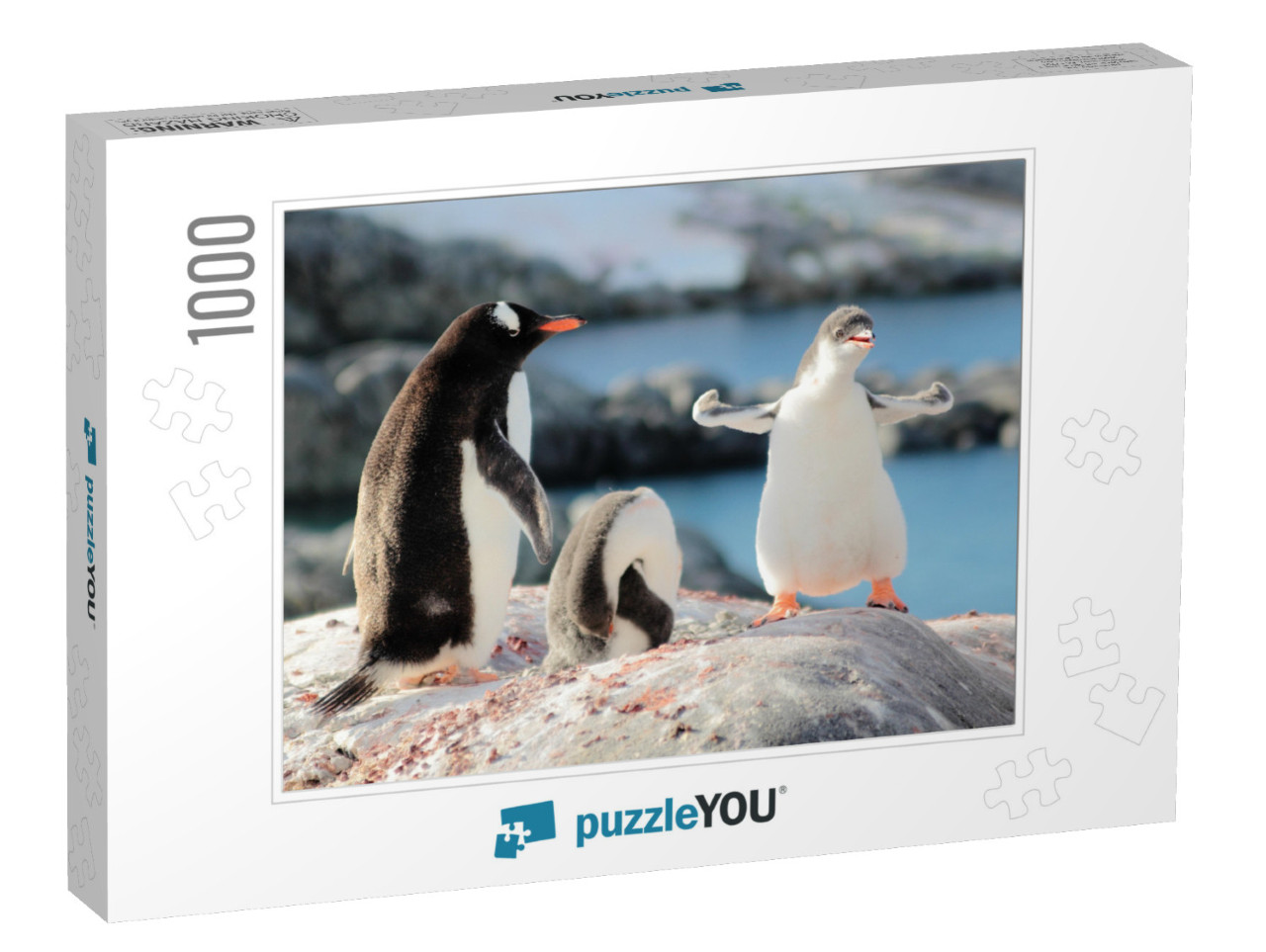 Strongest Gentoo Penguin Cute Funny Baby Chick Mummy Mom... Jigsaw Puzzle with 1000 pieces