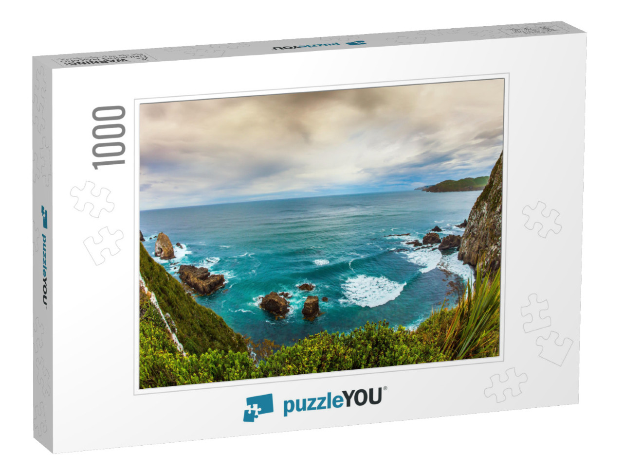 Foamy Ocean Surf Before the Storm. South Island, New Zeal... Jigsaw Puzzle with 1000 pieces