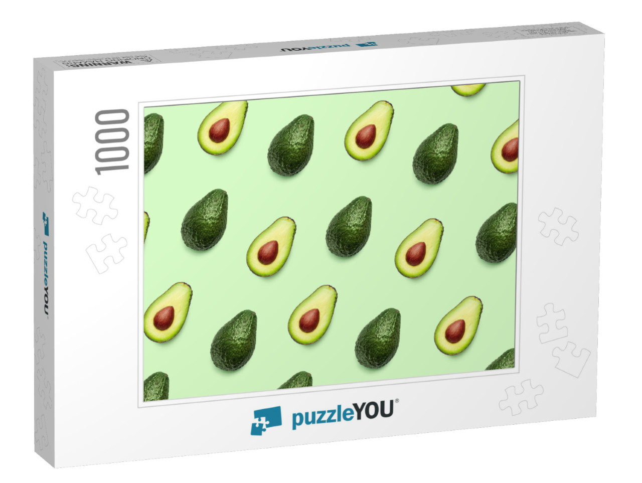 Fresh Avocado Pattern on Light Green Background, Top View... Jigsaw Puzzle with 1000 pieces