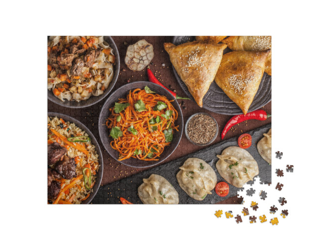 Assorted Uzbek Food Set, Pilaf, Samsa, Lagman, Manta & Ko... Jigsaw Puzzle with 1000 pieces