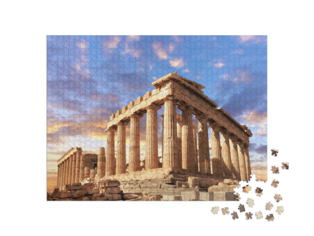 Parthenon Temple on a Sunset. Acropolis in Athens, Greece... Jigsaw Puzzle with 1000 pieces