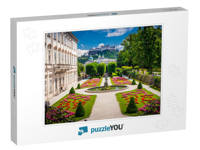 Mirabell Palace & Gardens in Summer, Salzburg Castle in B... Jigsaw Puzzle